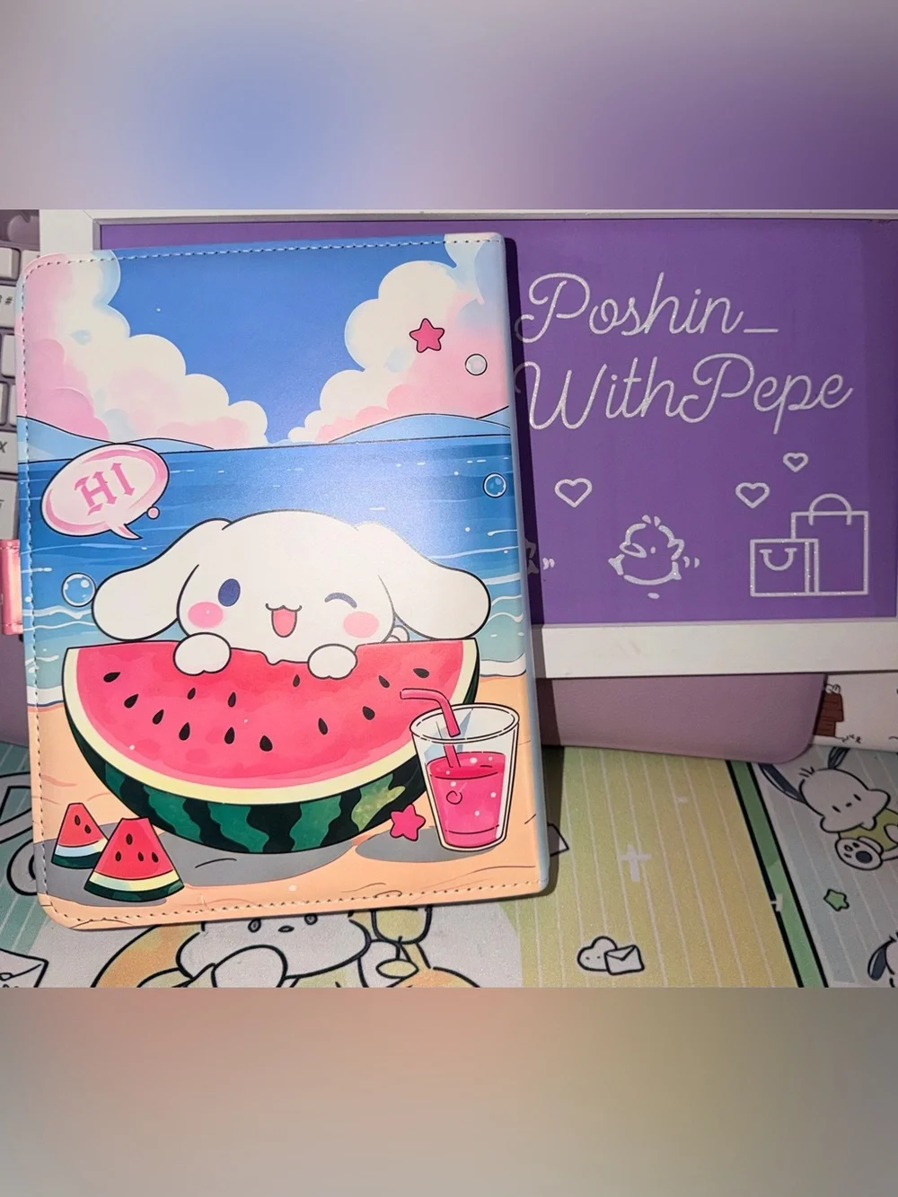 🍉NWOT Cinnamoroll Watermelon A5 Binder 6 Ringer with paper sheet set